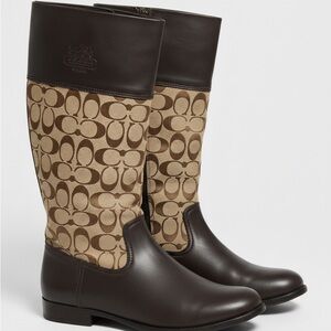 Coach Vintage Signature Riding Boots Brown Leather Size 8.5 Y2K Equestrian